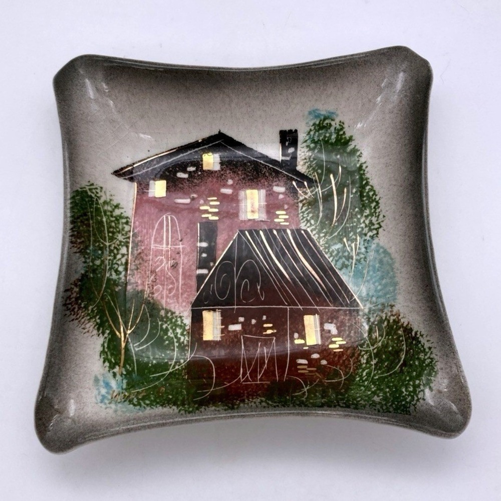 Vintage Sascha Brastoff Rooftops Ceramic Ashtray Dish 1950's Mid Century Modern